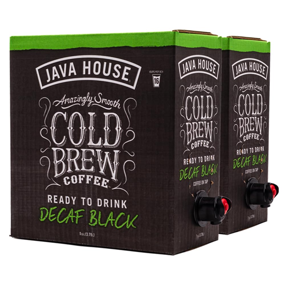 Java House Cold Brew Coffee on Tap (Pack of 2) – Premium 100% Arabica Decaf – Smooth Decaf with Chocolate & Caramel Notes – 1 Gallon Box (16 Servings) – Ready to Drink, No Caffeine, No Brewing Required, Fridge-Friendly