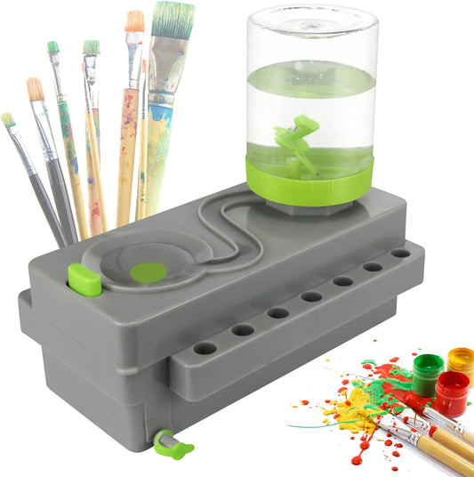 Brush Rinser Set Paint Cleaning Tools Makeup Brush Cleaner Machine, Paint Brush Cleaner Brush Rinser Running Water Circulation Paint Brush Cleaner (Grey Green)