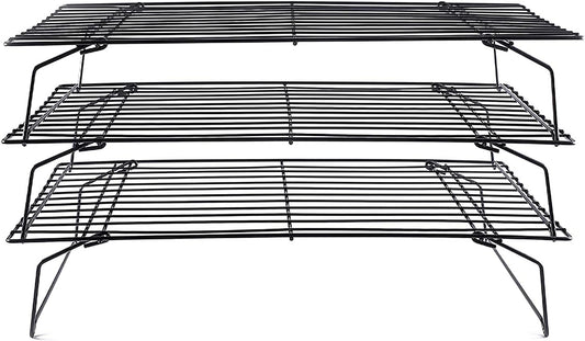 Cooling Rack, 3-Tier Stainless Steel Stackable Baking Cooking Cooling Racks for Cooling Roasting Grilling, Collapsible & Heavy Duty, Oven & Dishwasher Safe