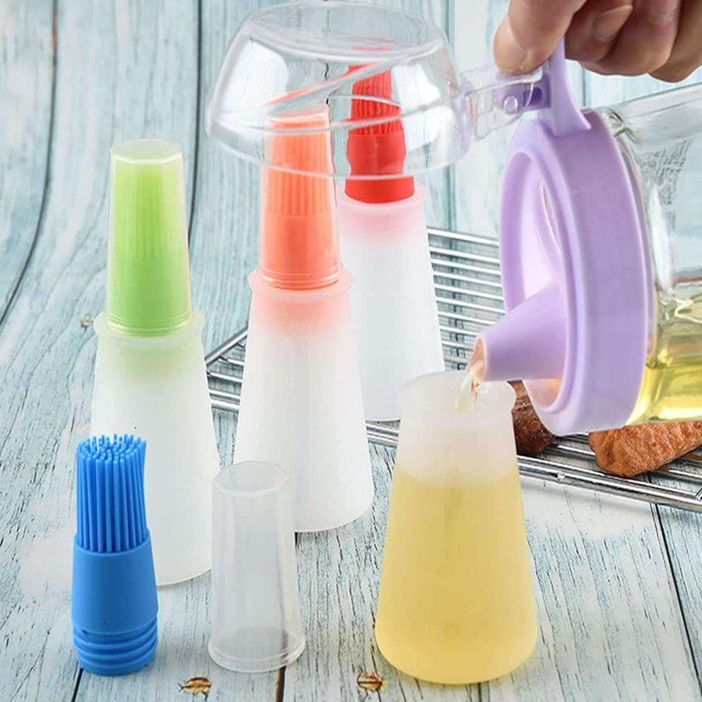 Silicone Oil bottle brush，BBQ/Pastry Basting Brushes,Silicone Cooking Grill Barbecue Baking Pastry Oil/Honey/Sauce Bottle Brush (4 PCS,orange)