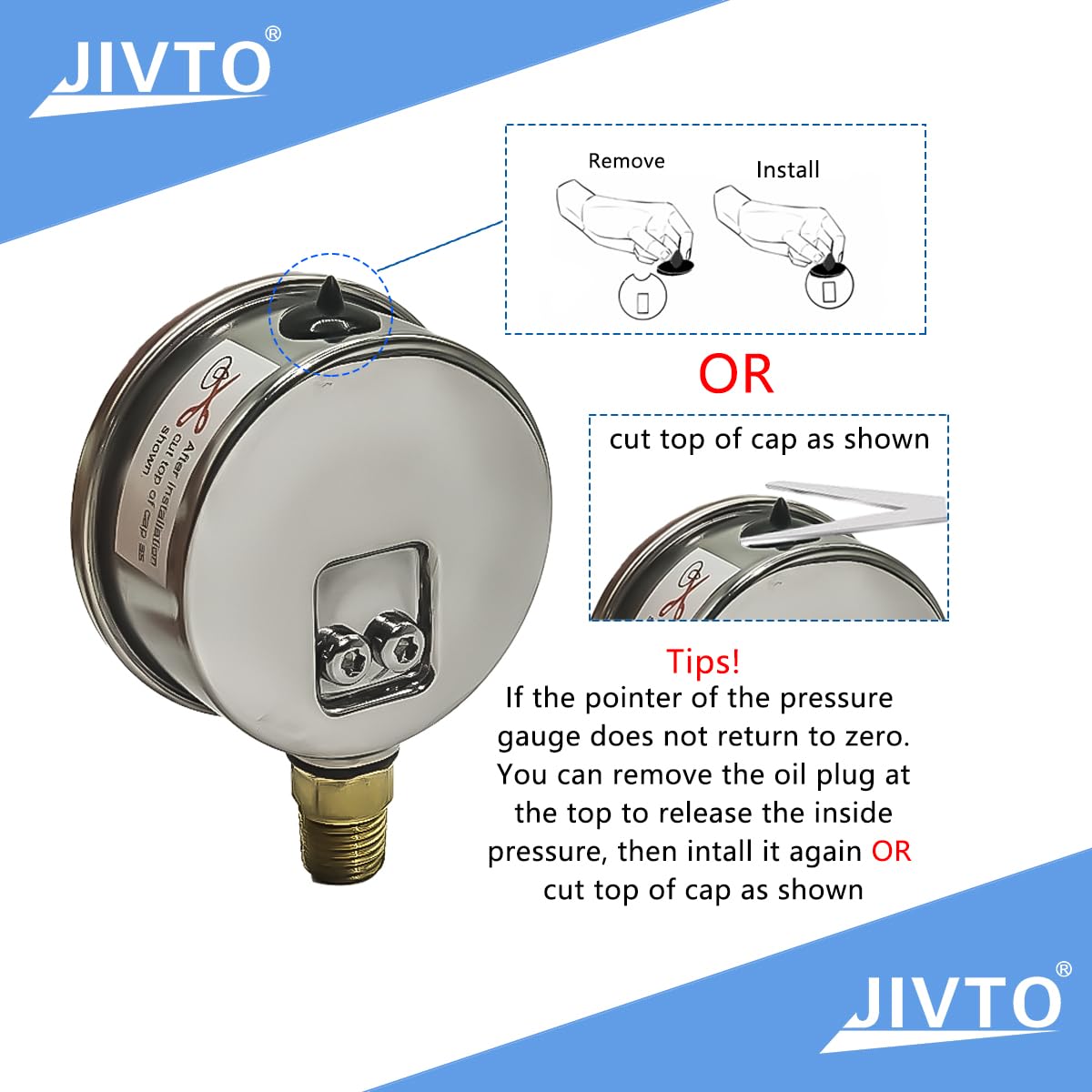 Pressure Gauge,Glycerin Liquid Filled,2.5" Dual Scale Dia,0-600 psi/bar/kpa,1/4" NPT Male Brass Connection,Lower Mount, Stainless Steel Case,for Pneumatic,Pump,Hose,Well Tank,Gas Air Water Oil