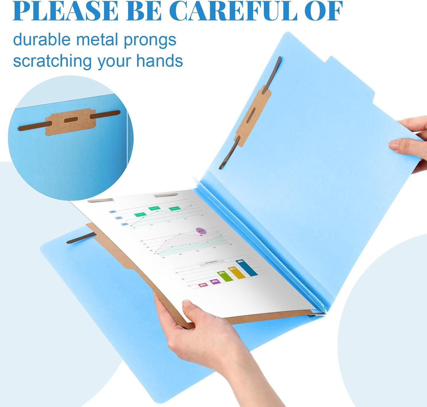 36 Pcs Classification Folders Letter Size, Back to School Supply for Teacher, Student, 1 Divider Pressboard File Folder Bulk with 2 Fasteners, 3.5 Inch Expanding File Organizer (Blue)