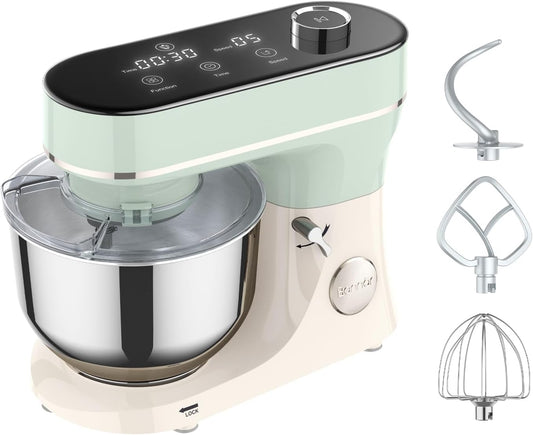 Stand Mixer 6QT Kitchen Mixer with LED Touchscreen, 11-Speed Tilt-Head Mixer with Timer, 4 Preset Menus, Stainless Steel Bowl, Dough Hook, Whisk, Beater
