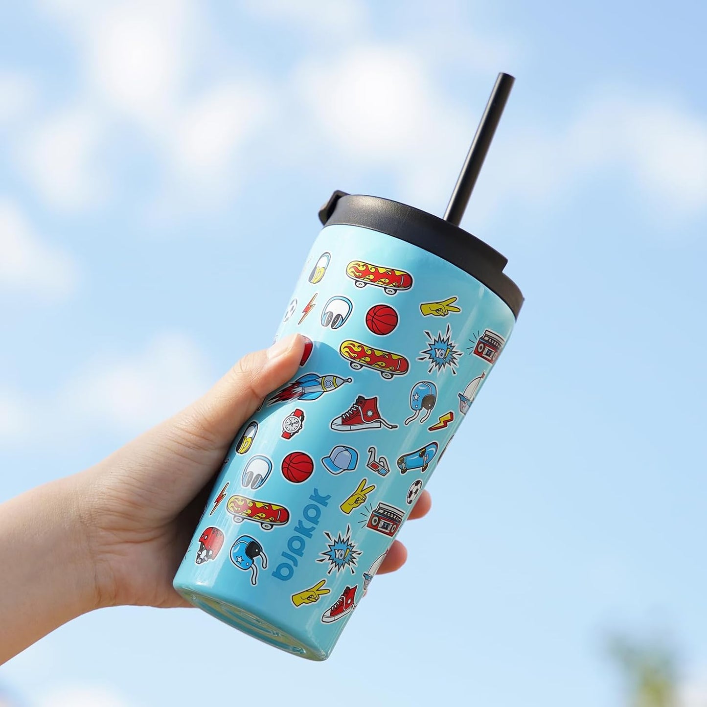 BJPKPK 22oz Stainless Steel Insulated Tumbler With lid And Straw Travel Coffee Thermal Tumblers Cup For Women And Men,Spring Party Green