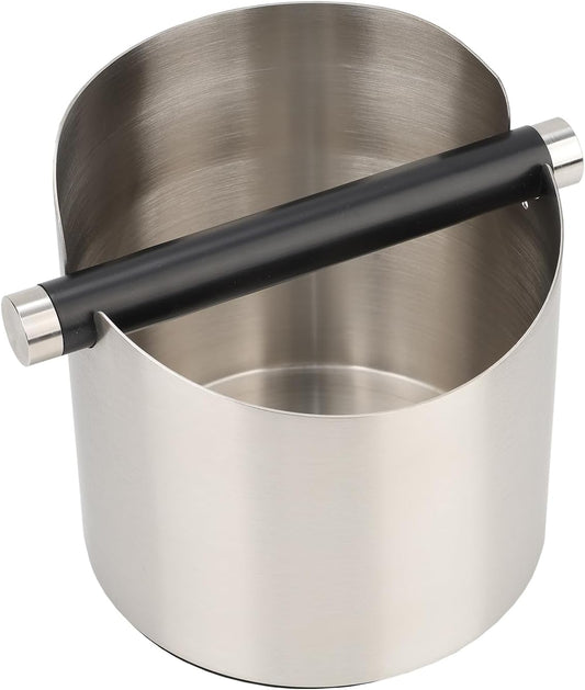 Italian Espresso Tapping Box, Stainless Steel Coffee Grinding Tapping Box, With Detachable Tapping Rod And Anti Slip Rubber Base (Silver)