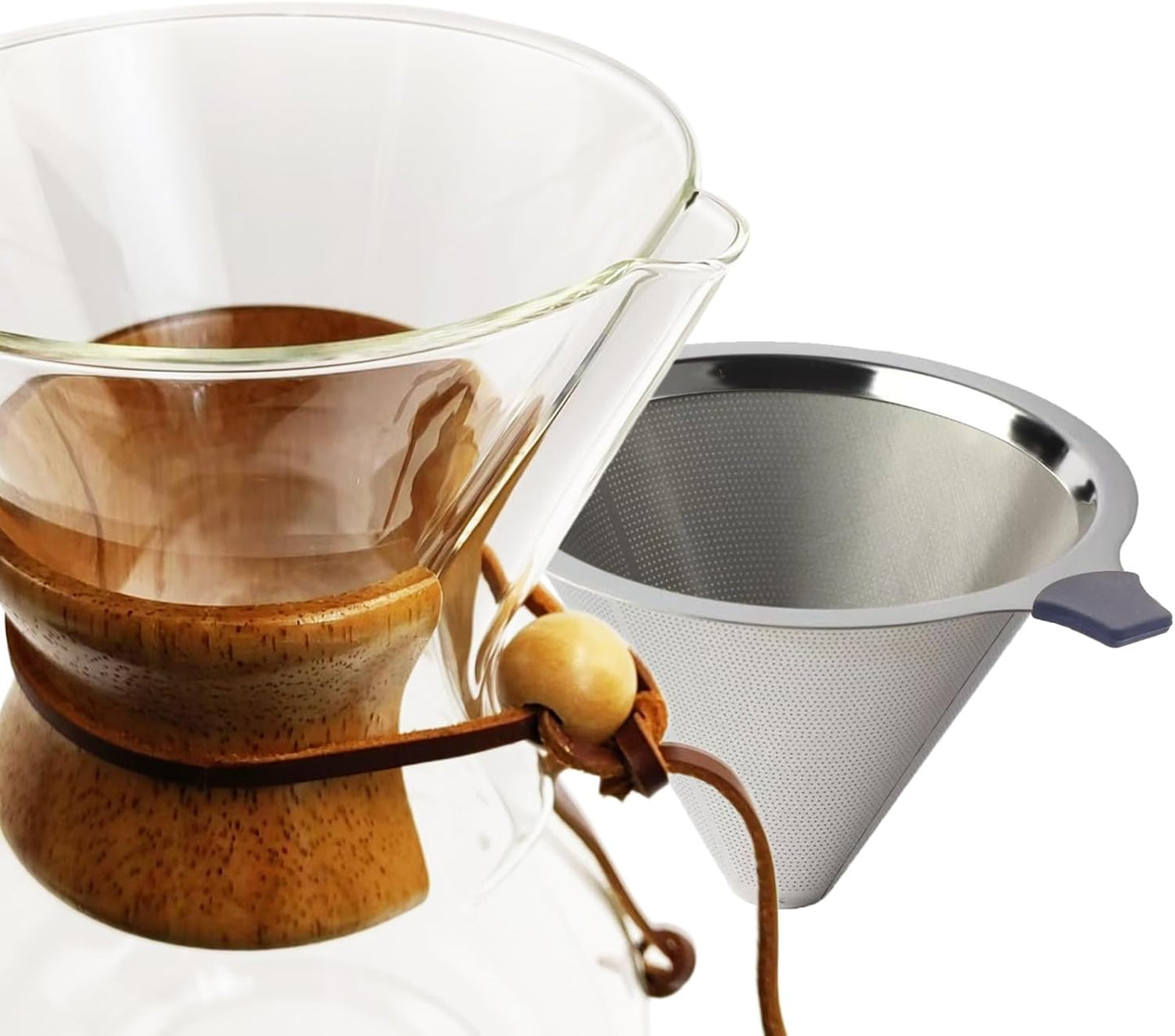 Subjectthree Pour Over Coffee Maker Set 8 Cup Glass Coffee Carafe Dripper with Stainless Filter for Camping Home Office Cafes Easy Clean (8 Cup/28 oz)