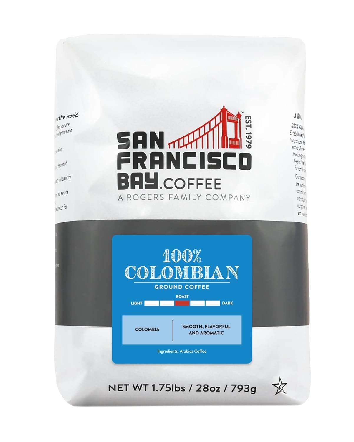 San Francisco Bay Coffee 100% Colombian 28 oz Bag, Ground Medium Roast (Packaging May Vary)
