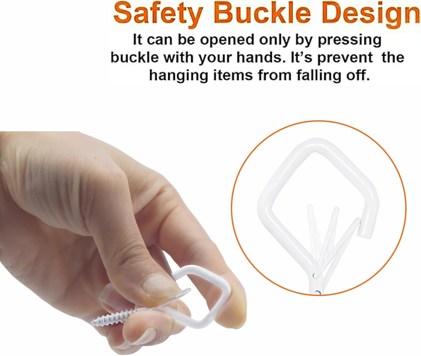 20PCS Eye Screw Hooks for Hanging Heavy Duty with Safety Buckle.Metal Ceiling Hooks for Hanging Plants,Cup,Wind Chime,Bird Feeders,String Lights at Indoor&Outdoor,2.36 Inch（No Drill Bit