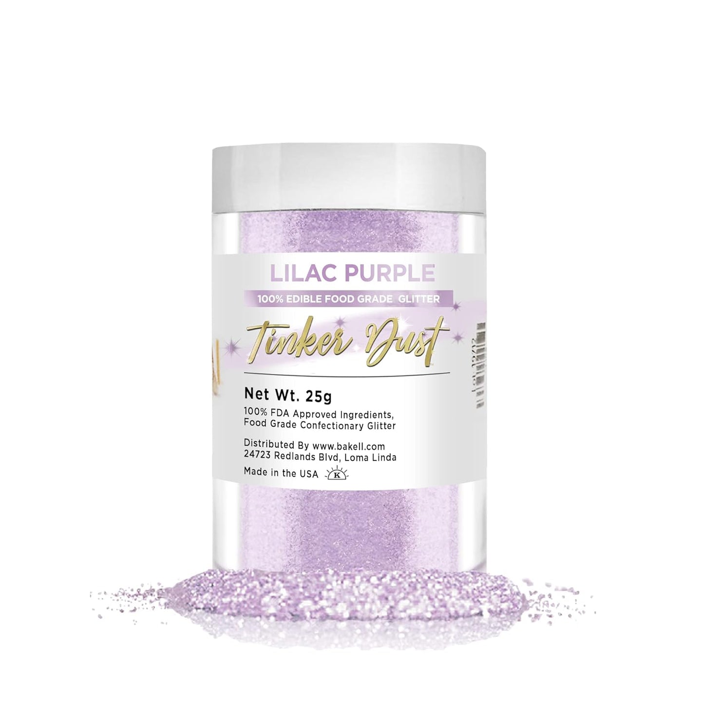BAKELL Lilac Purple Edible Glitter, 25 Grams | TINKER DUST Edible Glitter | KOSHER Certified | 100% Edible Glitter | Cakes, Cupcakes, Cake Pops, Drinks, Dessert Vegan Glitter & Dusts (25g, Lilac Purple)