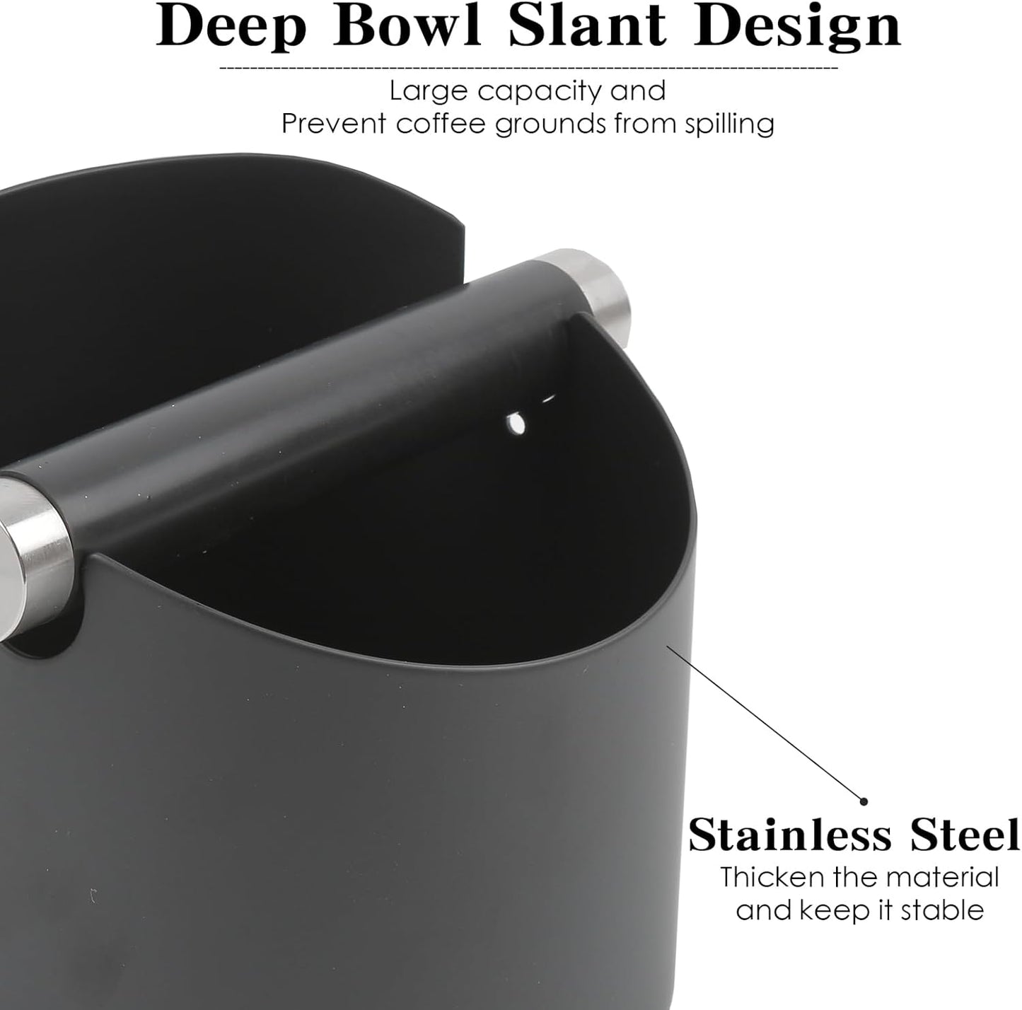 Italian Espresso Tapping Box, Stainless Steel Coffee Grinding Tapping Box, With Detachable Tapping Rod And Anti Slip Rubber Base (Black-S)