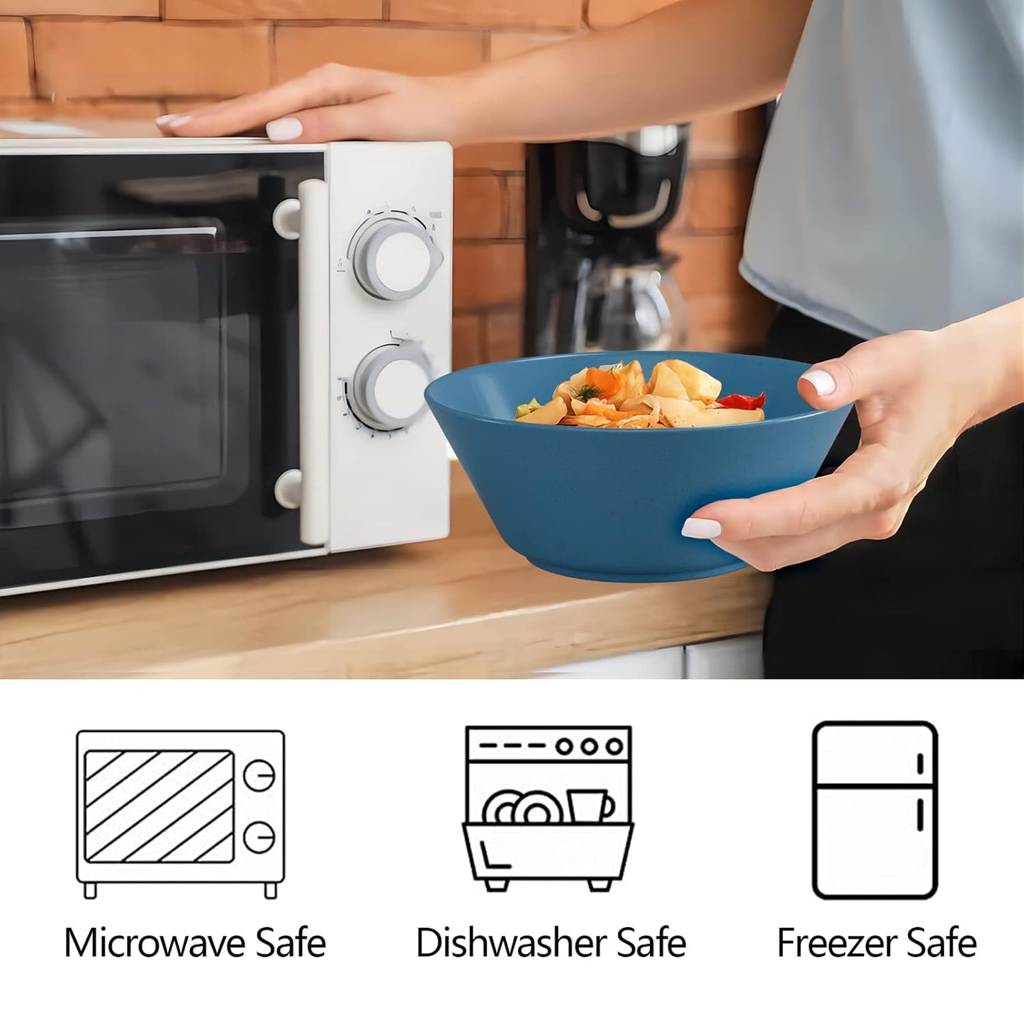 50 Oz Large Cereal Bowls, Unbreakable Wheat Fiber Salad Bowl Sturdy and Stackable Salad Serving Bowls Set, BPA-Free Microwave/Dishwasher Safe, Lightweight for Oatmeal, Snacks, Oatmeal, Snacks