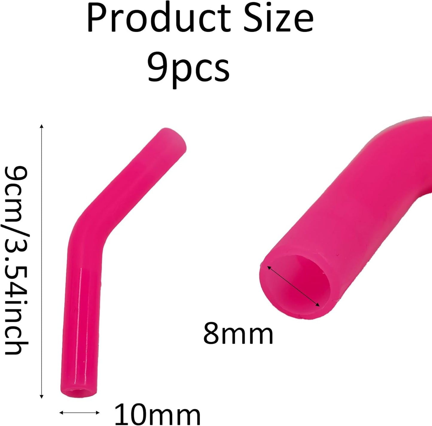 pson 9Pcs Silicone Straw Tips, Food Grade Reusable Flexible Elbow Tips Fit for 8mm Stainless Steel Metal Straws(Rose Pink)