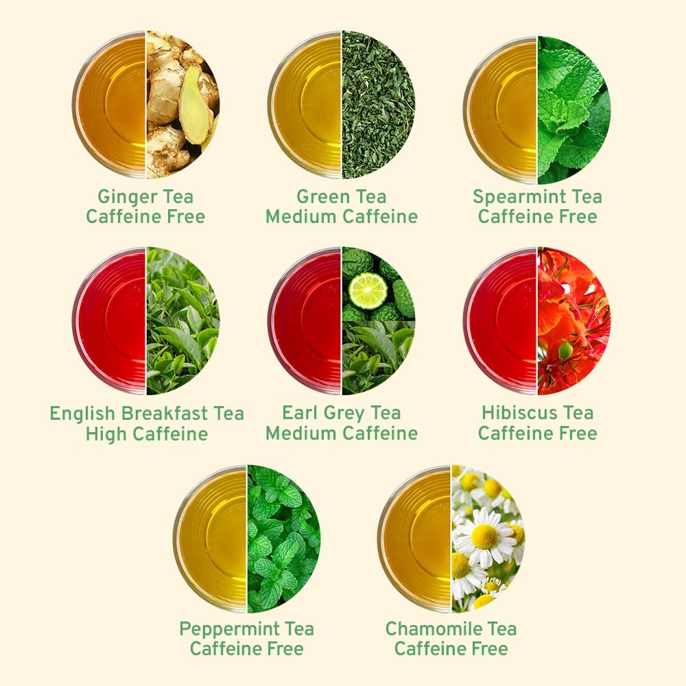 HANDPICK, Tea Bags Sampler Assortment Variety pack Gift Box 8 Flavors, 40 Tea Bags - Perfect Variety | English Breakfast, Green, Black, Herbal & More | Gifts for Him/Her