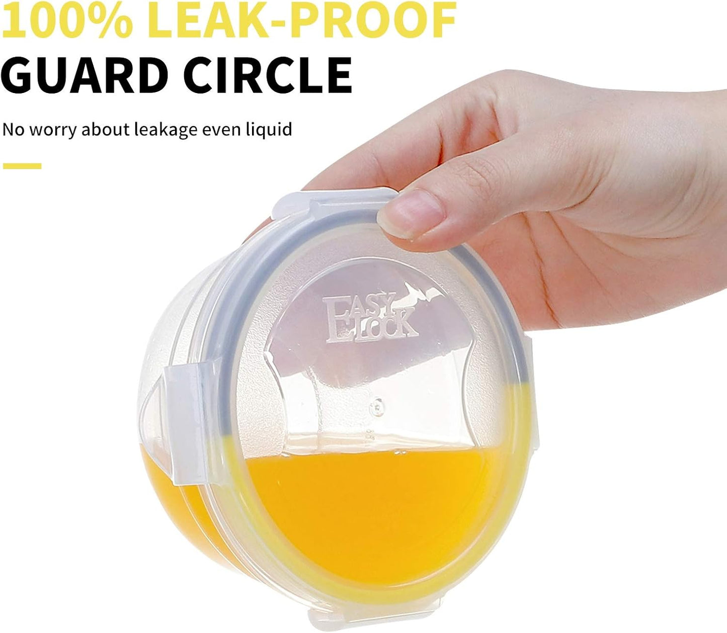 KIGI 6 PACK 10oz Plastic Round Bowls with Lid Leakproof Food Storage Container Set Small Meal Prep Containers Bento Box