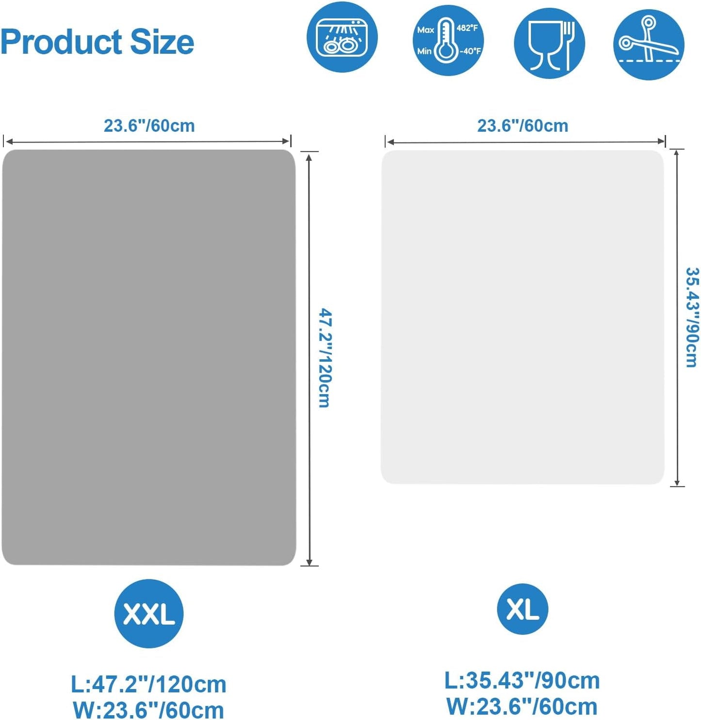 AECHY Silicone Mats for Kitchen Counter 47"x23.6"x0.08”, Largest Heat Resistant Mat Shipped Rolled Up Kitchen Island Silicone Countertop Protector Mat Nonslip Extra Large Counter Mat, Dark Gray