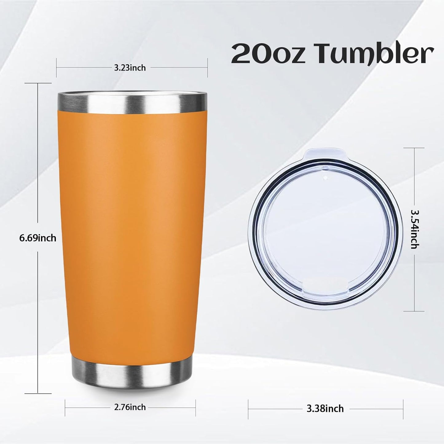 StarSpeed 20oz Tumbler Bulk with Lid, Stainless Steel Insulated Tumblers Double Wall Vacuum Insulated Travel Mug, Powder Coated Coffee Cups for Hot and Cold Drinks(Orange,6)