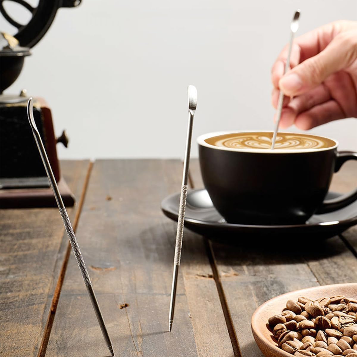 JianLing 3PCS Stainless Steel Coffee Art Pen Latte Art Needle 135mm Silver Coffee Art Tools