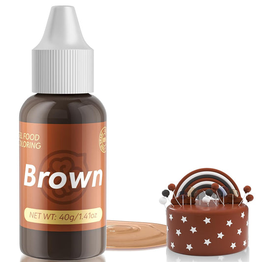 Gel Food Coloring for Cake Decorating - 40g Concentrated Assorted Edible Colors - Vibrant Tasteless Food Dye Professional-Grade Dye for Easter Eggs Fondant Cookies Frosting Royal Icing Baking - Brown