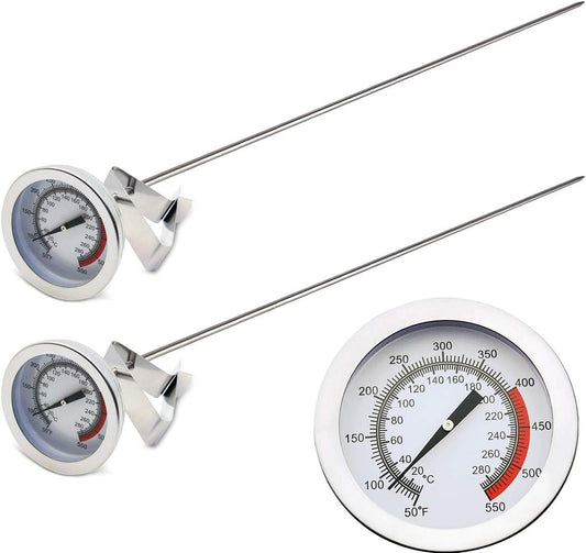 Efeng 15“ turkey fryer thermometer with pot clip (2 Pack), 2" dial candy thermometer with stainless steel clip,oil thermometerr for frying,turkey thermometor deep fryer for cooking tall pots,beef,meat