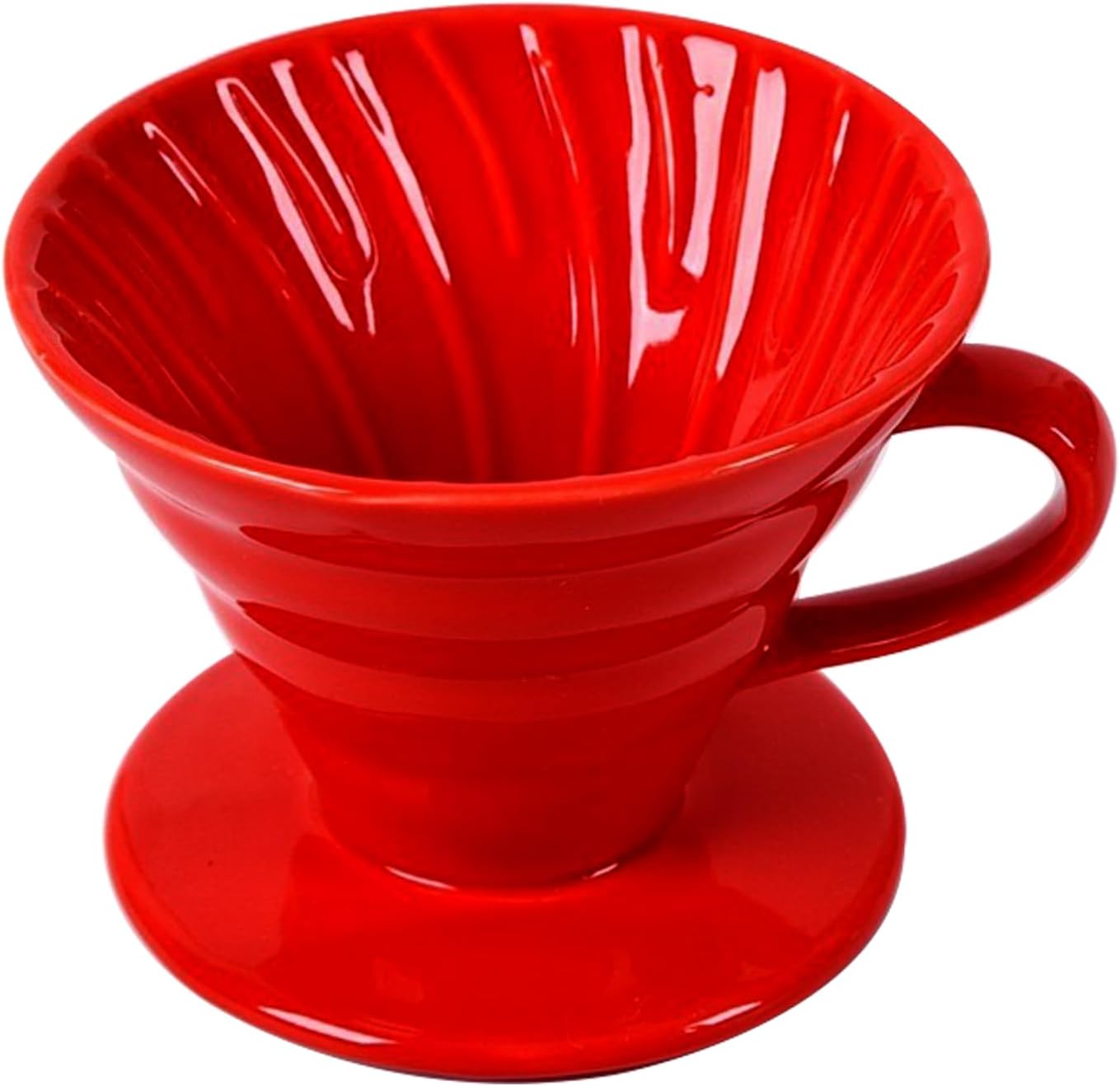 Pour Over Coffee Maker, Single Cup Coffee Dripper, Manual Porcelain Slow Brewing Accessories for Travel, Camping, Office, Home, Cafe, Coffee Gifts (Red, Large,2-4Cups)