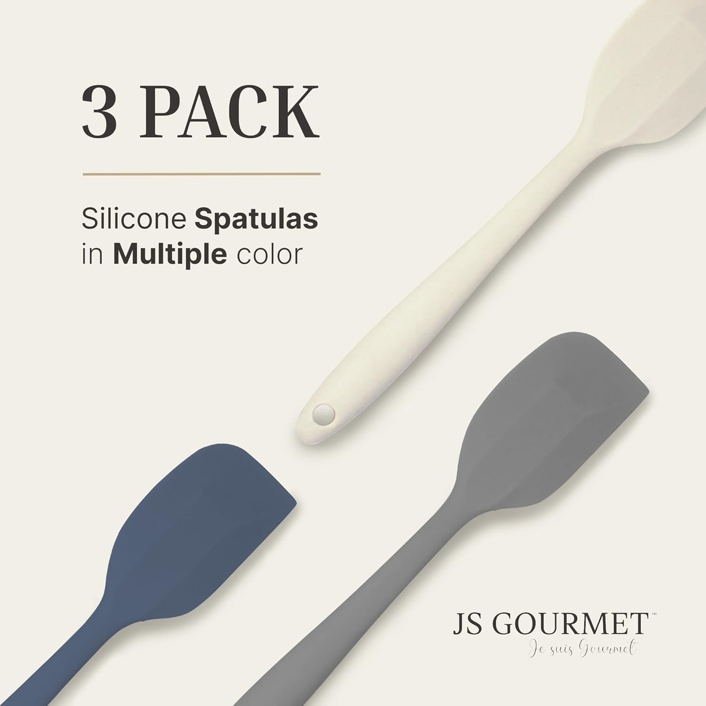 3 Pcs Colorful Silicone Spatula Set, Heat Resistant Rubber Kitchen and Baking Utensils for Non-Stick Cookware with Flexible Edges and Soft Touch Handles