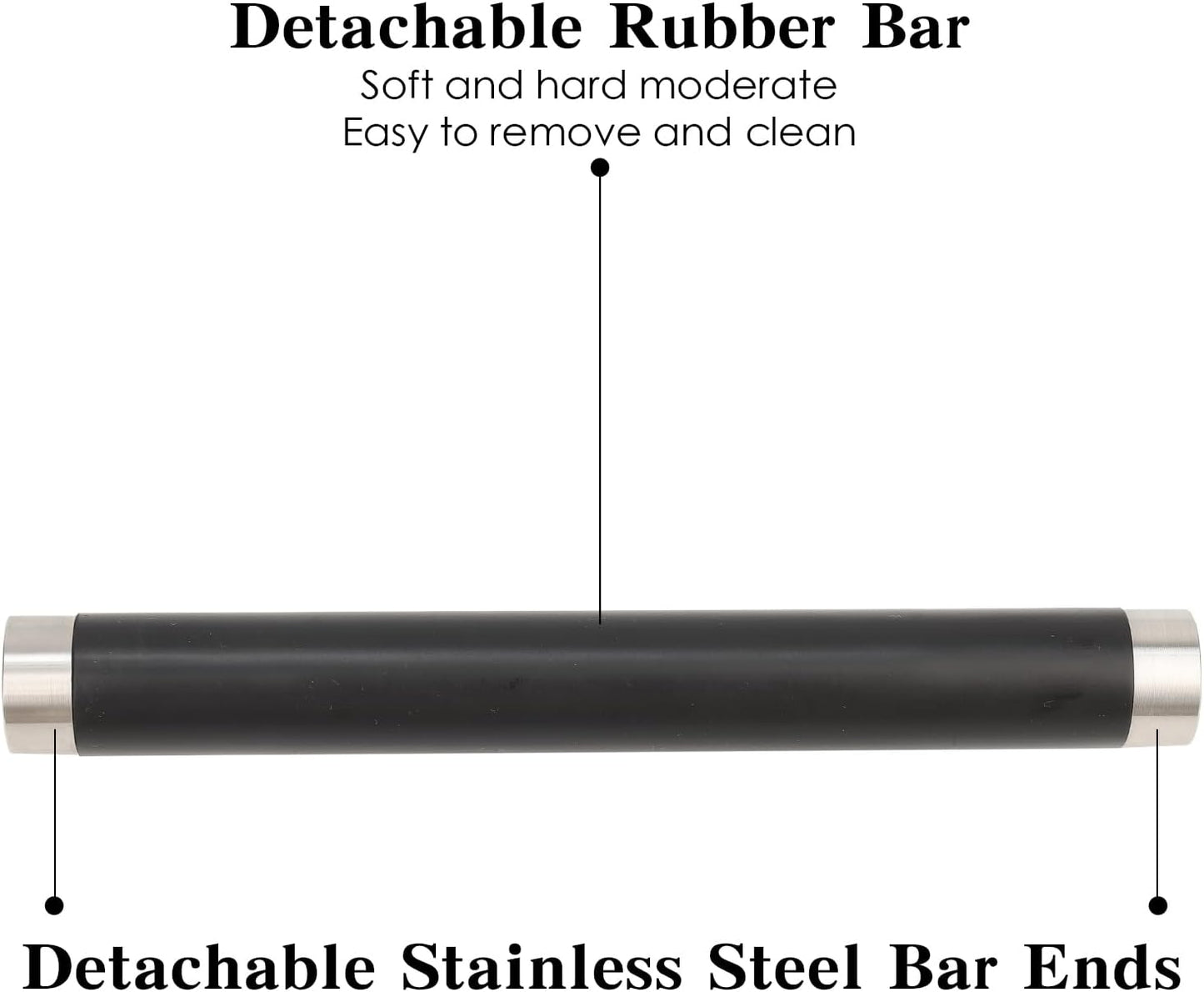 Italian Espresso Knock Box, Stainless Steel, with Detachable Tapping Rod and Anti Slip Rubber Base (Black, 800ml)