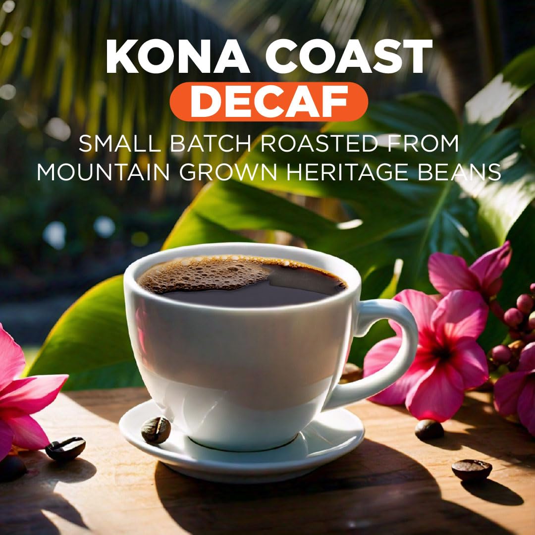 Maud's Decaf Kona Coffee Pods,100 ct, Decaffeinated Medium Roast Coffee in Recyclable Single Serve Pods – 100% Arabica Coffee, Compatible with Keurig K Cups Maker