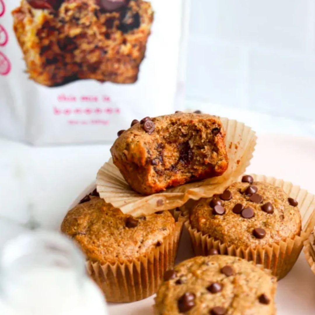 GoNanas Chocolate Chip Oat Flour Banana Bread Mix, Suitable for Plant Based Vegan Diets, Gluten Free Dairy Free Snacks, Healthy Snacks For Adults, Muffin Mix, Nut Free, Cupcakes Dessert, NON-GMO, 4pk