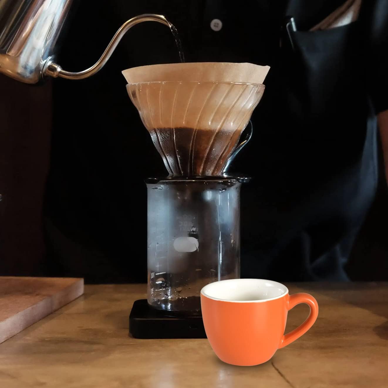 homEdge Mini Procelain Espresso Cup, 3 Ounces / 90 ml Tiny Coffee Mugs Demitasse for Espresso, Tea- Orange