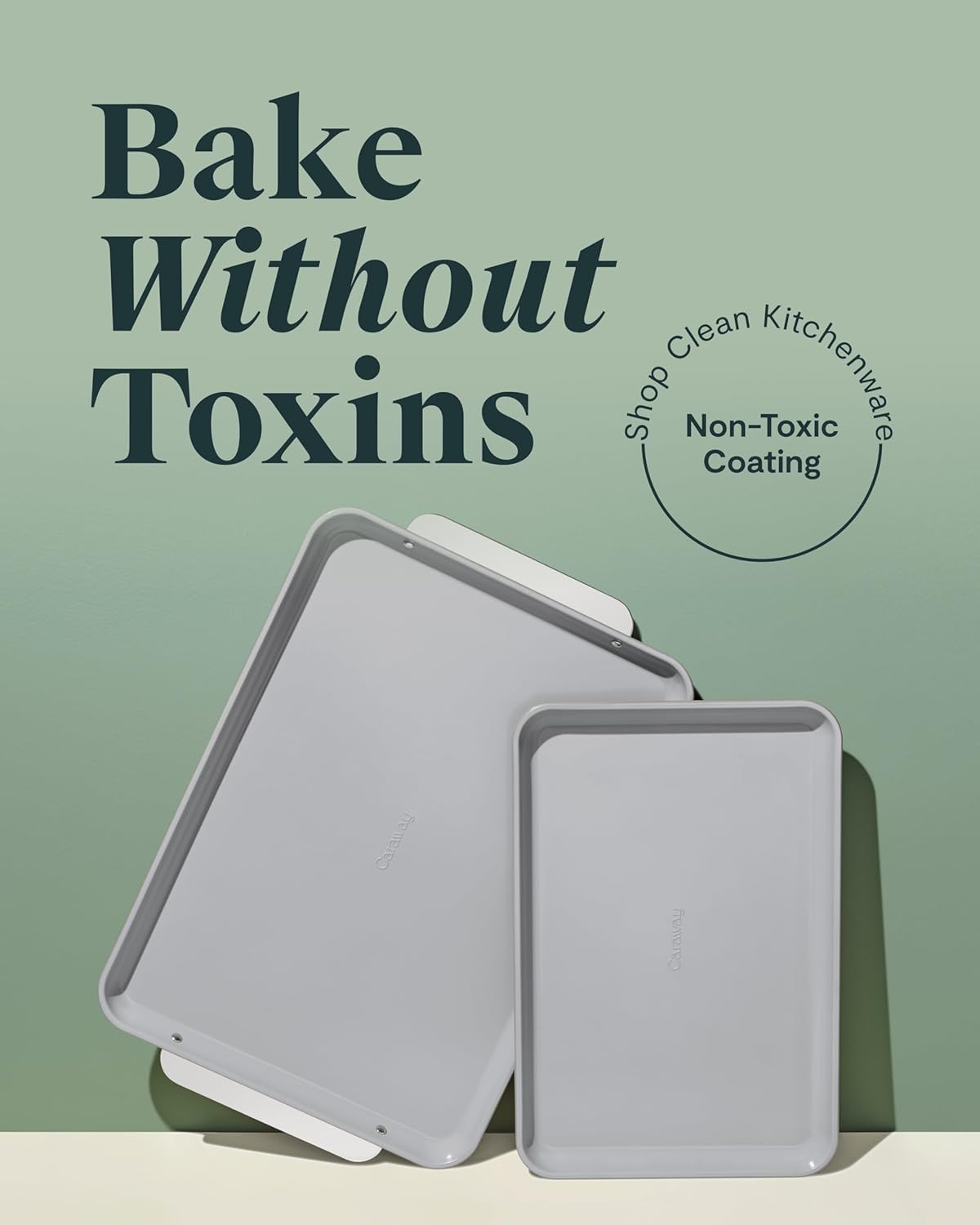 Caraway Non-Stick Ceramic Baking Sheet Duo - Naturally Slick Ceramic Coating - Non-Toxic, PTFE & PFOA Free - 18 x 13" Large & 15 x 10" Medium - Perracotta