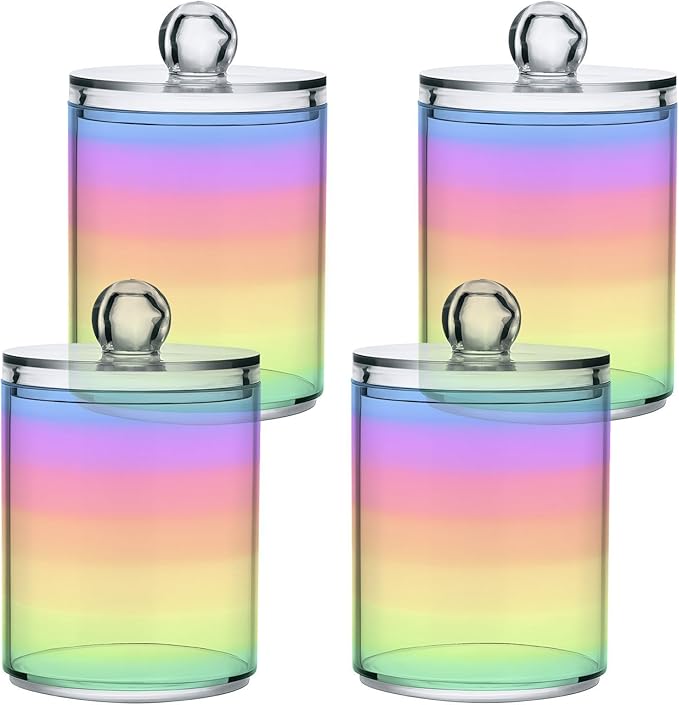 Rainbow Pastel 2PC Airtight Transparent Plastic Storage Jar Food Storage Container Plastic for Food Herbs Tea etc with Storage Lid easy to use and clean With lid Easy To Use