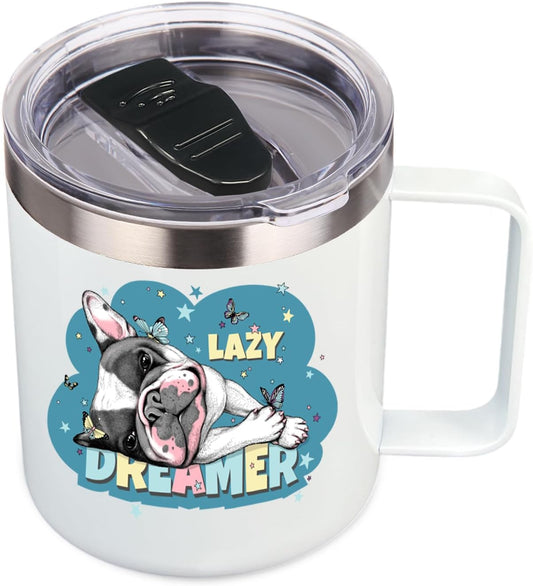 Volhoply 14oz sublimation Insulated Stainless Steel Coffee Mug with Leakproof Lid,Double Wall Vacuum Travel Cup with Handle,Reusable Metal Cups Tumbler,Camping Mugs Keep Hot/Cold(Sublimation,1 Set)