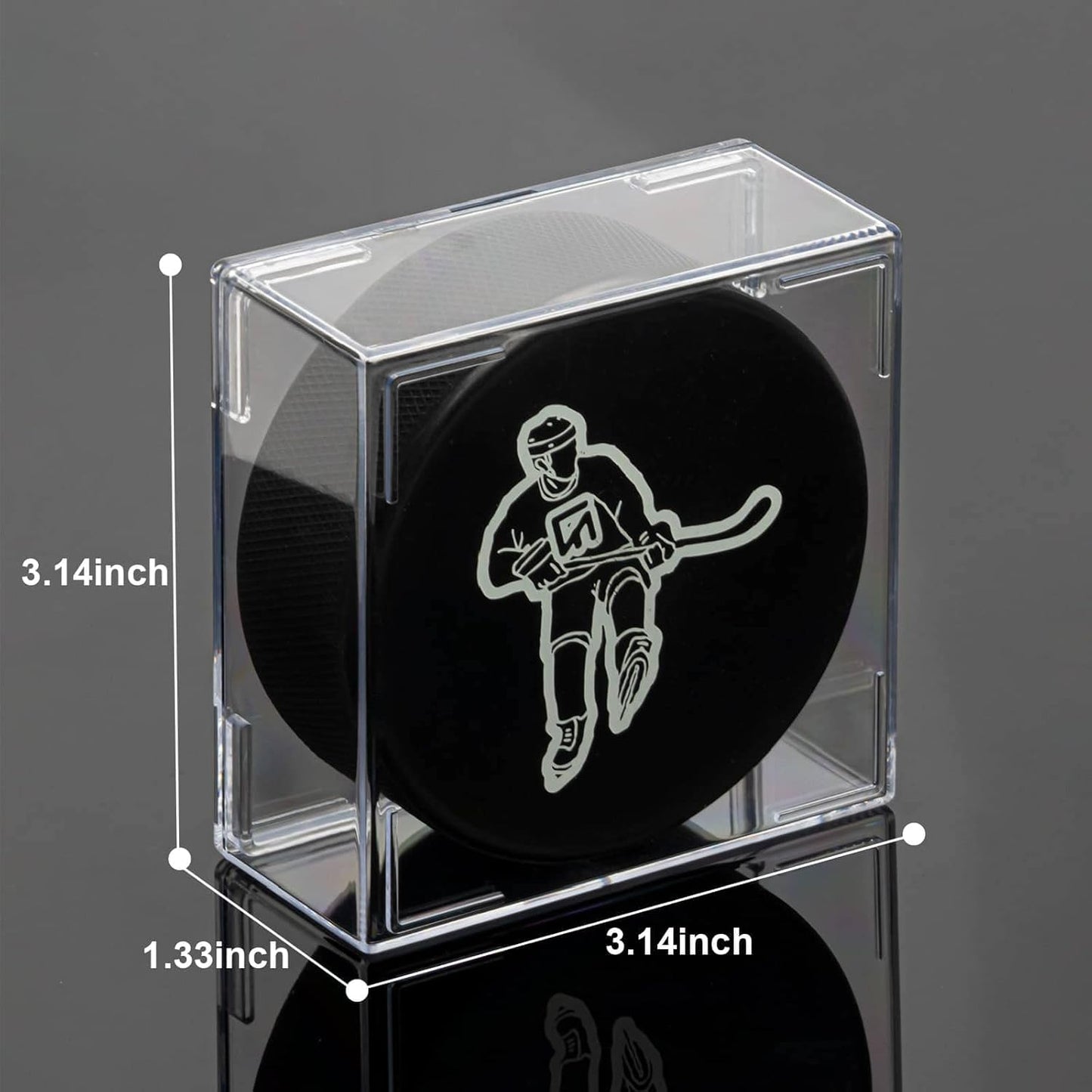 Cube Square Hockey Puck Display Cases - 6-Count Holder, 2-Piece Snap Clear Hockey Puck Display Boxes