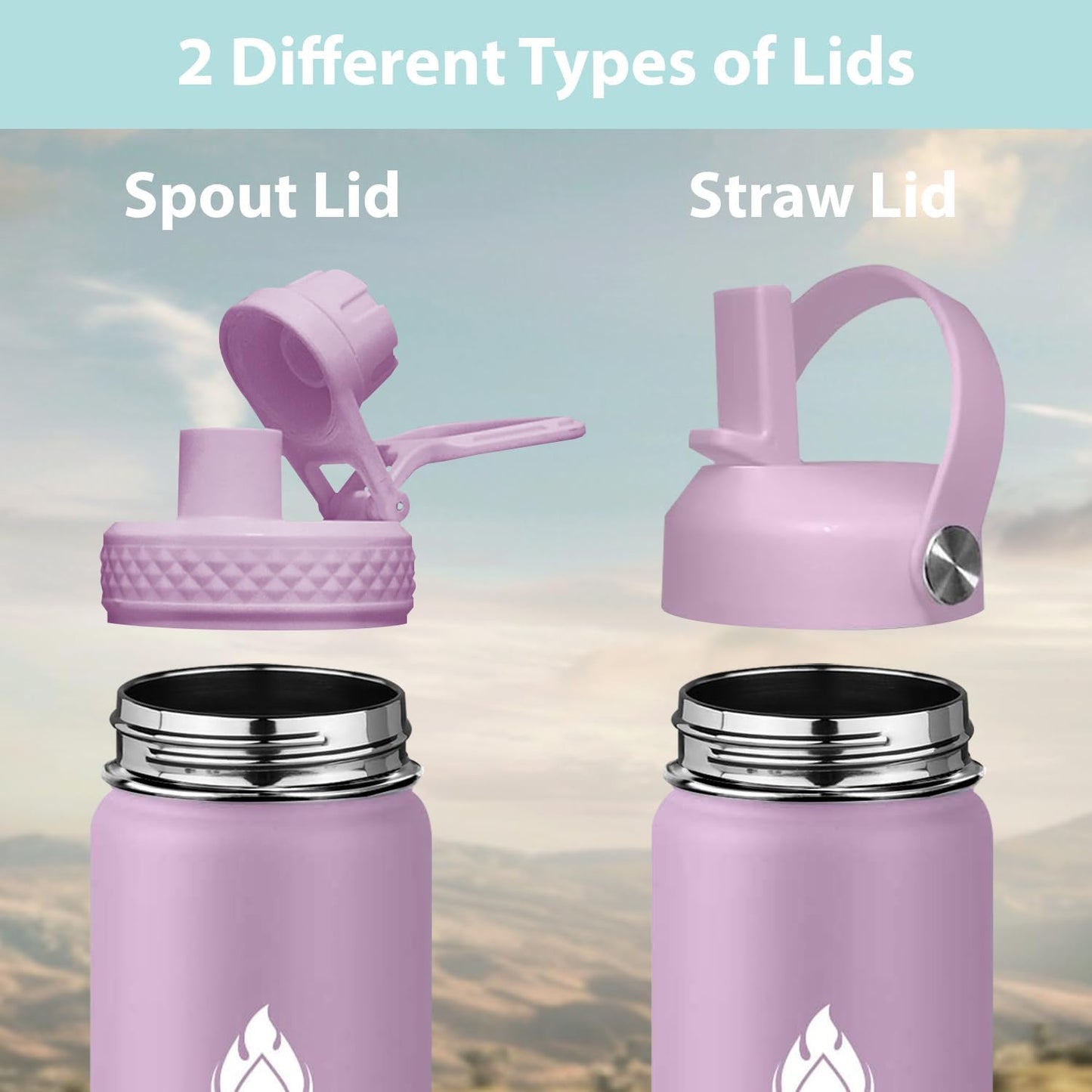SENDESTAR Water Bottle Insulated Water Bottle 24 oz with Straw Lid Spout Lid Auto Flip Straw Top Cap for men and women