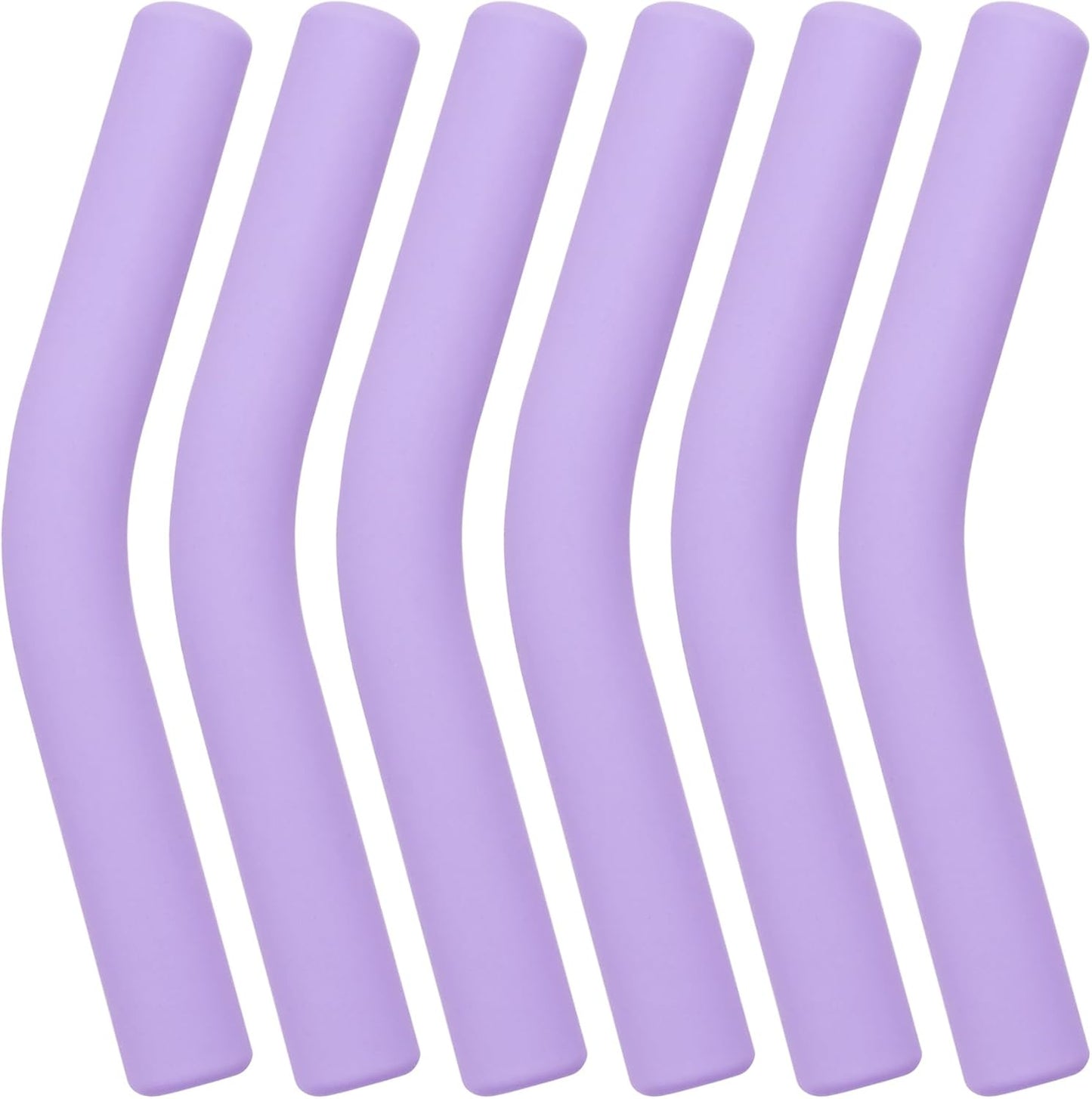 6Pcs Metal Straw Silicone Tips 5/16 IN Wide(8mm Outer Diameter) Food Grade Rubber Straw Covers Flex Elbow Straw Replacement Tip for Stainless Steel Metal Straws, light-purple