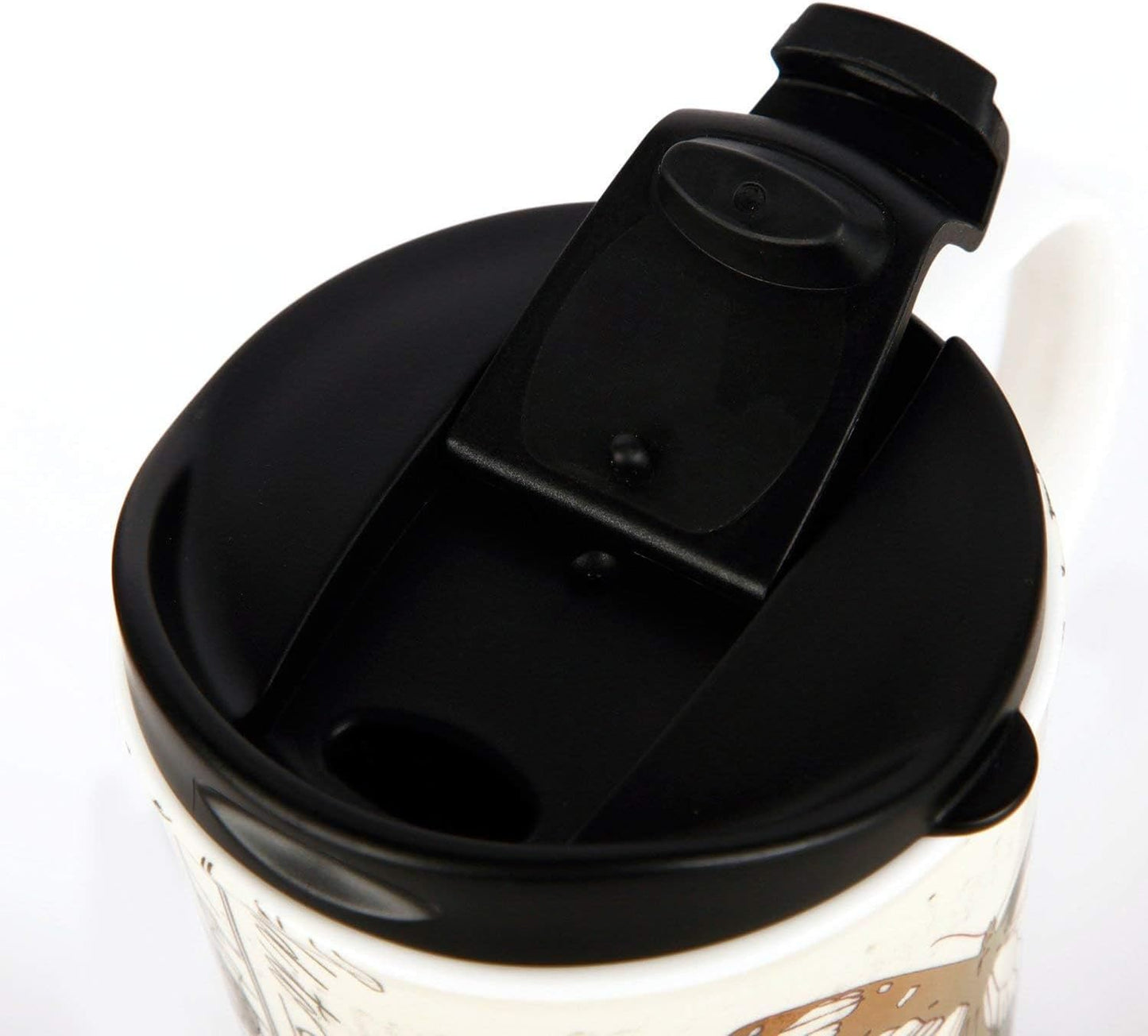 Topadorn 17 OZ Ceramic Coffee Mug Travel Cup with Lid and Gift Box, Red Flower and Butterfly