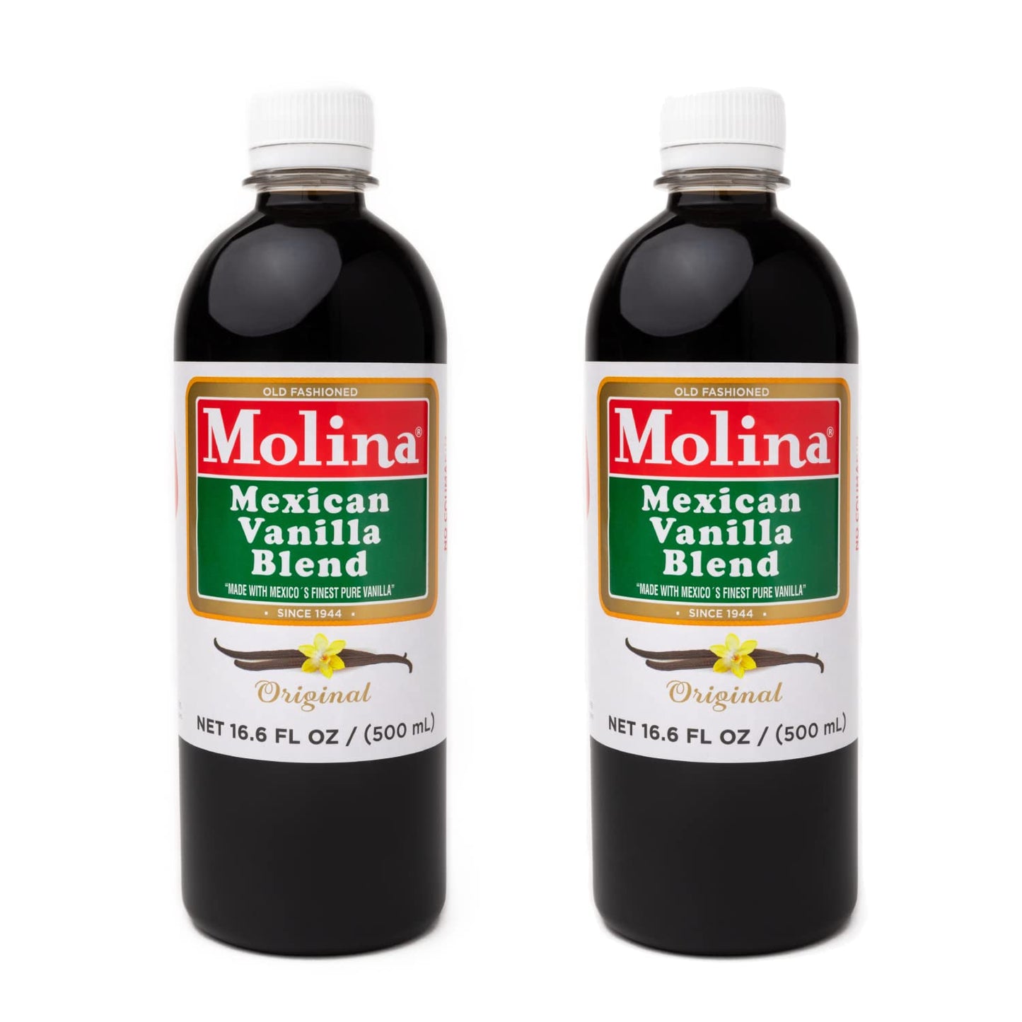 Vanilla Molina - Mexican Vanilla Blend with Pure Vanilla Extract - 2 Pack (16.6 Fl Oz Bottles) - 33.86 Fl Oz Total, Natural Flavoring for Baking, Drinks and Desserts