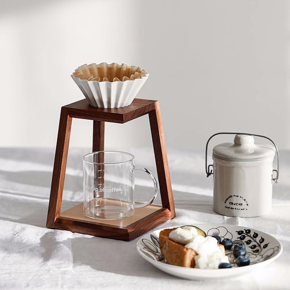 watchget Pour Over Coffee Station Coffee Dripper Stand Wooden Drip Station Pour Over Coffee Maker Stand Filter Holder
