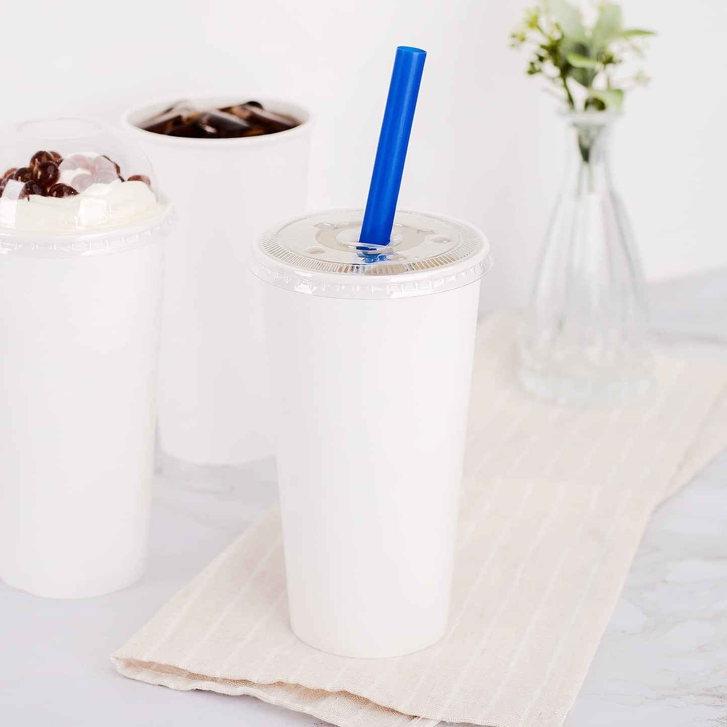 Karat 9" Boba Straws(10mm Diameter), Poly-Wrapped, Assorted Solid Colors (Blue)