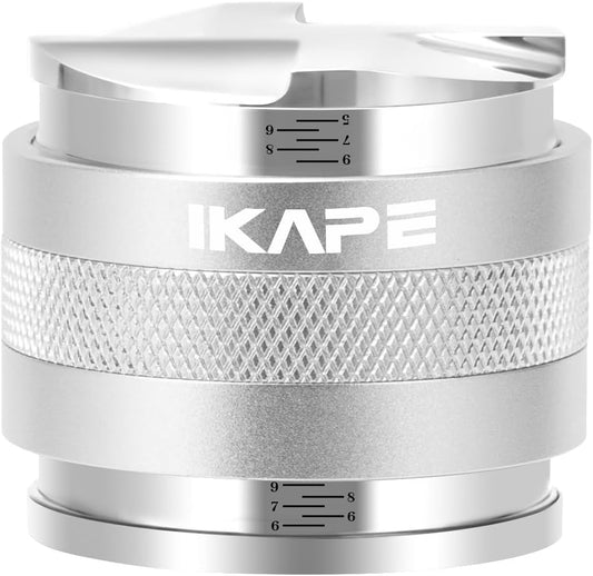 IKAPE Coffee Products, 53mm Coffee Distributor & Hand Tamper, Adjustable Depth Espresso Distributor Fits All 53mm Espresso Portafilter, Compatible with 54MM Breville Bottomless Portafilter (Silver)