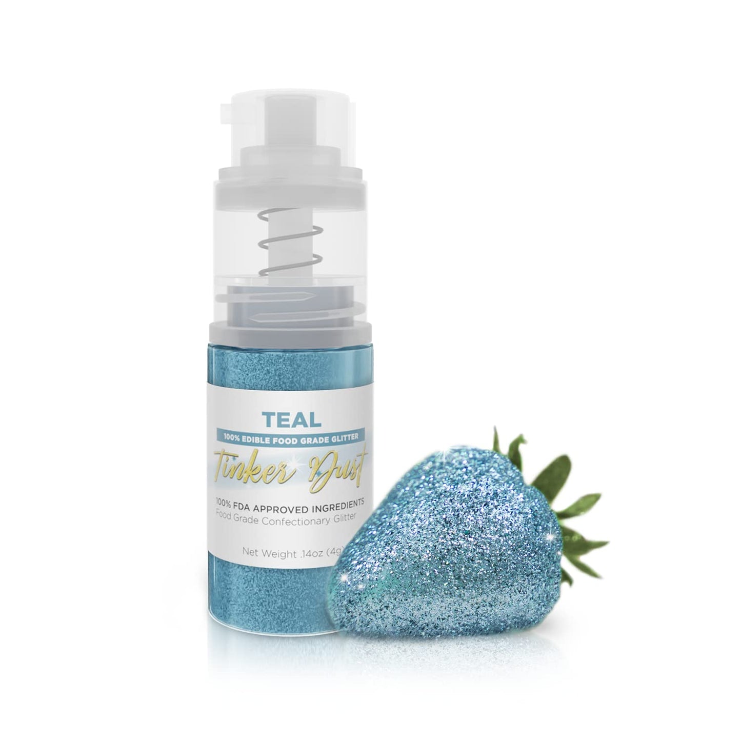Bakell - Teal Tinker Dust (4g, 1x Mini Spray Pump) Edible Glitter for Food, Desserts, and Beverages!