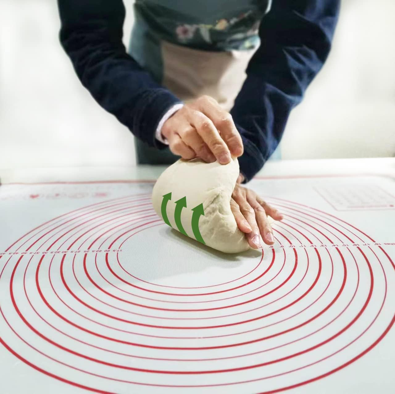Yansumi Silicone Pastry Mat Extra Large Non-Slip Mat for Rolling Dough Pie Crust and Baking Non-Stick with Measurements(XL,28"L x 20"W, Red)