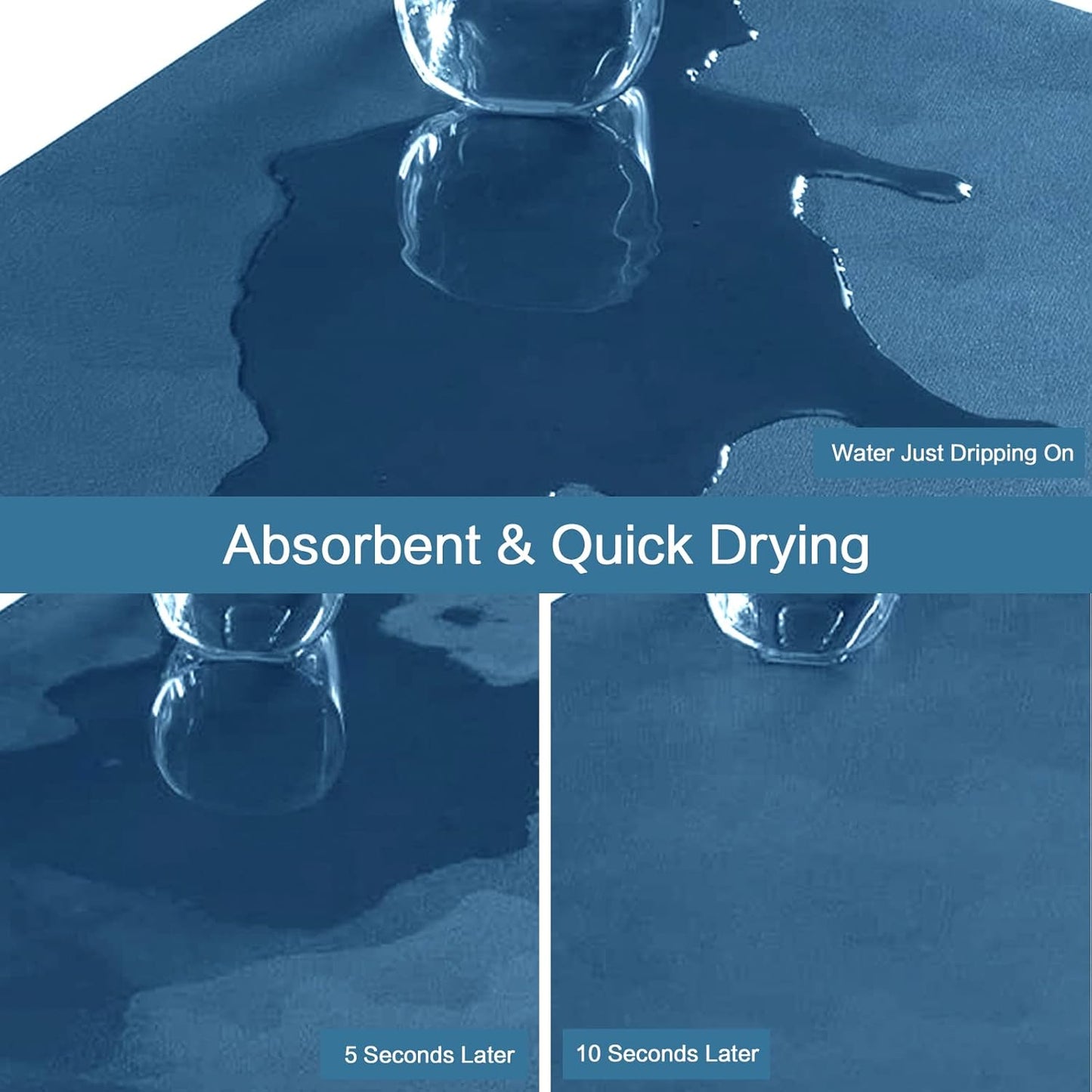 Dish Drying Mats, 16''x24'', Absorbent Bar Mats for Kitchen Counter, Anti Spill, Rubber Backed, Fit Under Coffee Maker & Espresso Machine, Blue