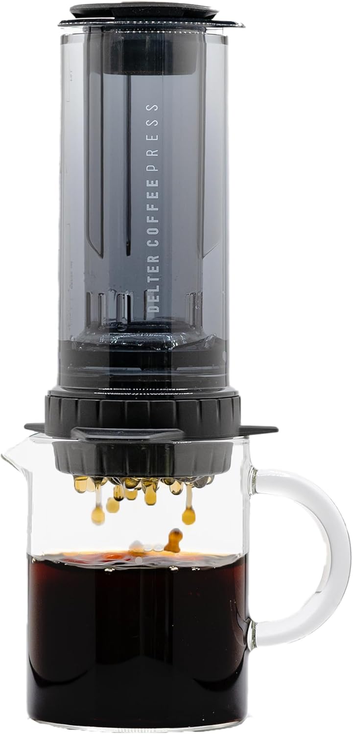 Delter Coffee Press Smoked Grey Edition with Metal Filter Included