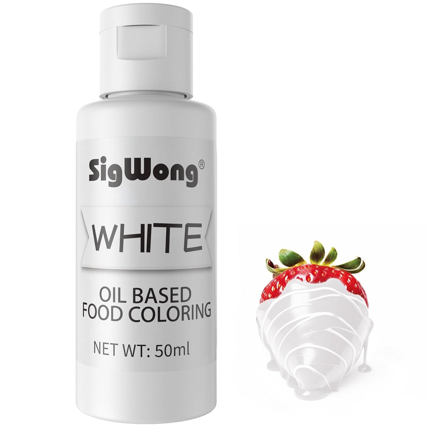 Oil Based Food Coloring for Chocolate - 50ml White Upgraded Edible Oil Based Food Dye for Cake Decorating, Icing Frosting, Fondant, Baking, Candy Melts, Cookie, Meringues - 1.69 Fl.Oz Bottles