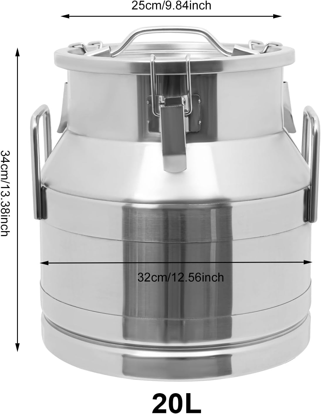 Stainless Steel Milk Bucket with Faucet, with Sealing Lid,Large Liquid Container Storage Keep Food Dry and Fresh for Milk and Wine (20L/5.3Gal,w/Faucet)