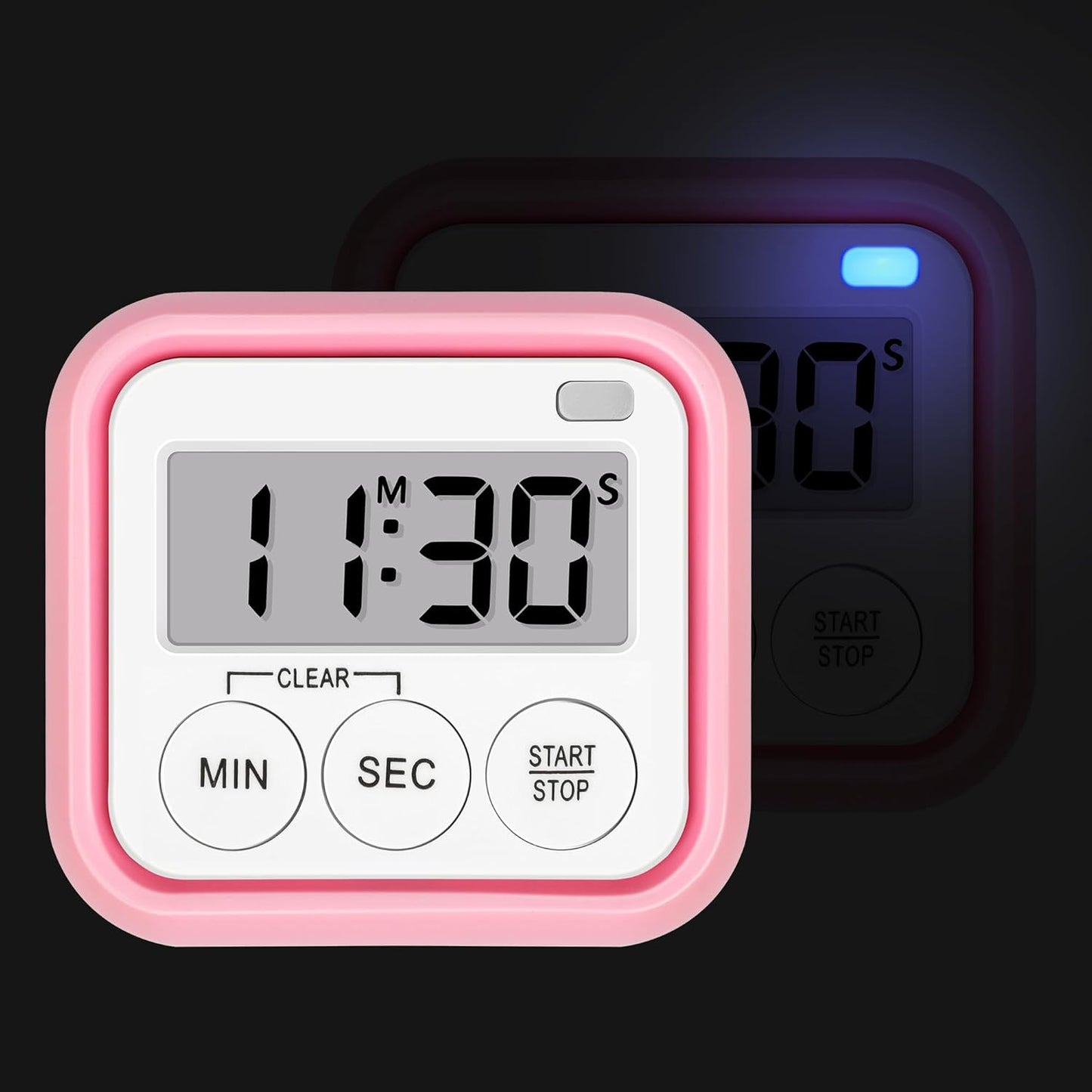 Timer, Kitchen Timers for Cooking Classroom Timer for Kids Teachers Magnetic Digital Timers 4 Pack, Pink