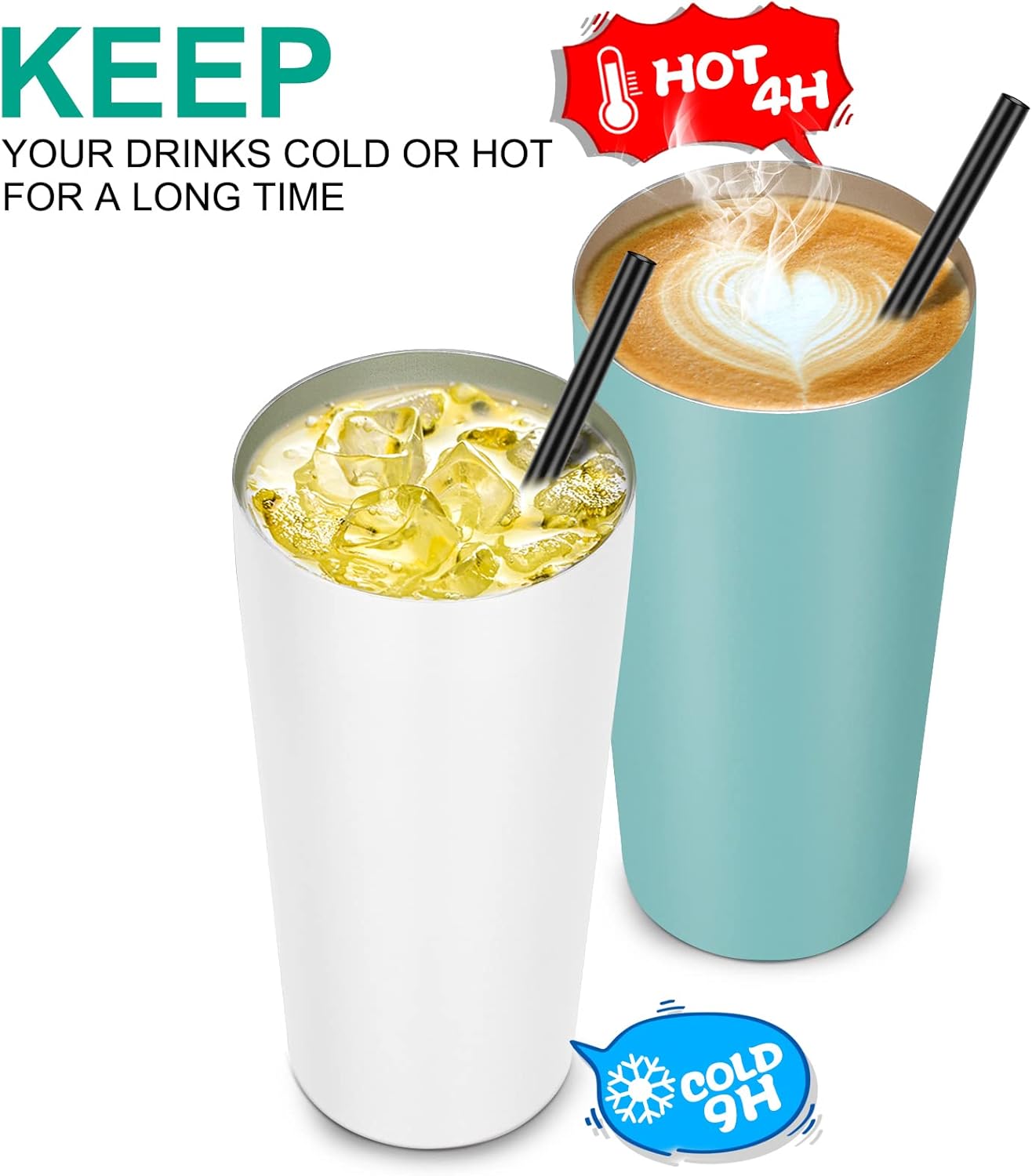 VEGOND 20oz Tumbler Bulk with Lid and Straw 1 Pack, Stainless Steel Vacuum Insulated Tumbler, Double Wall Coffee Cup Travel Mug, River Green