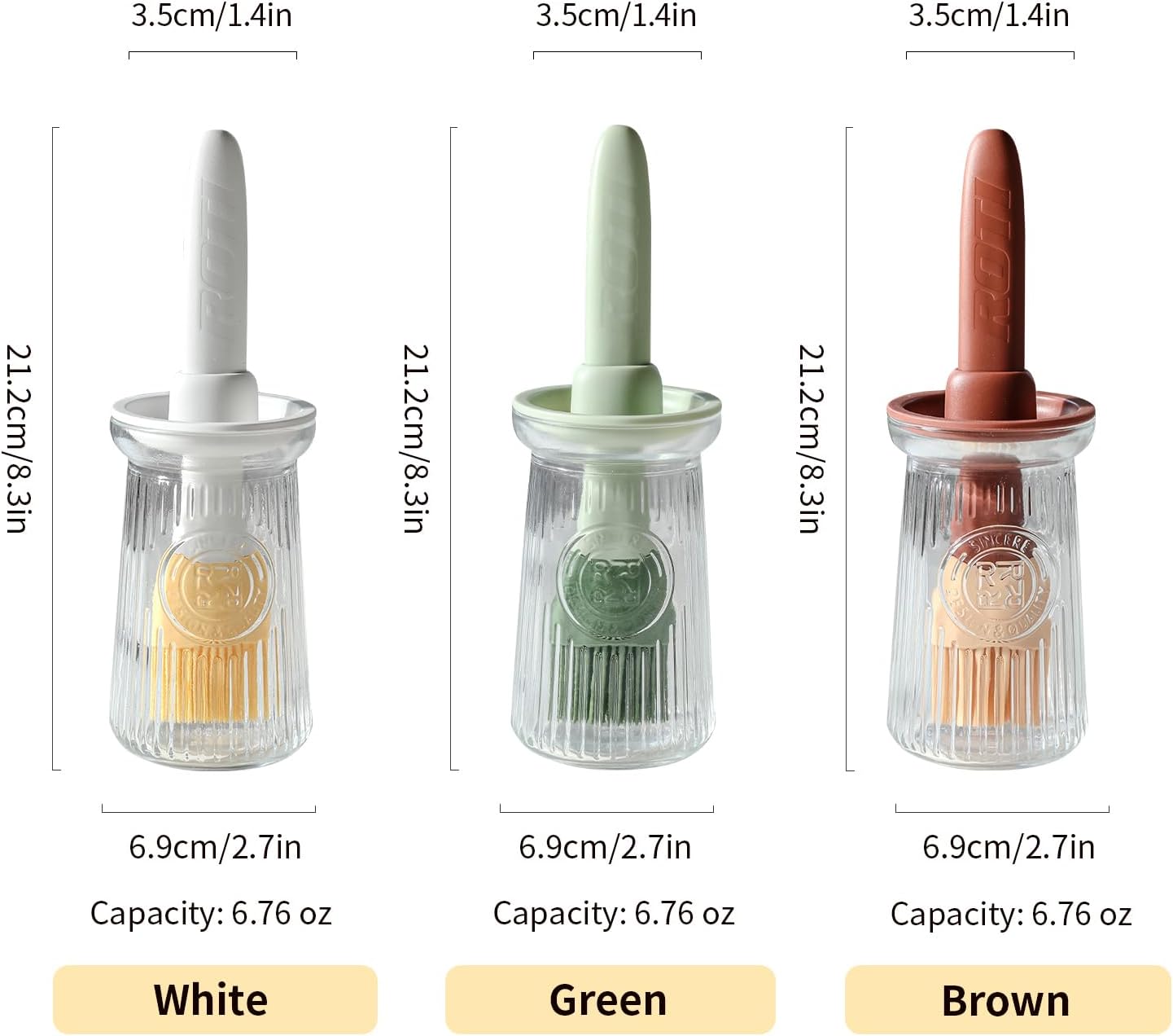 Oil Dispenser with Brush - Glass Olive Oil Dispenser for Kitchen, 3 IN 1 Oil Dispenser Bottle with Silicone Basting Brush for Cooking Vinegar Sauce BBQ Grill Frying (Brown)