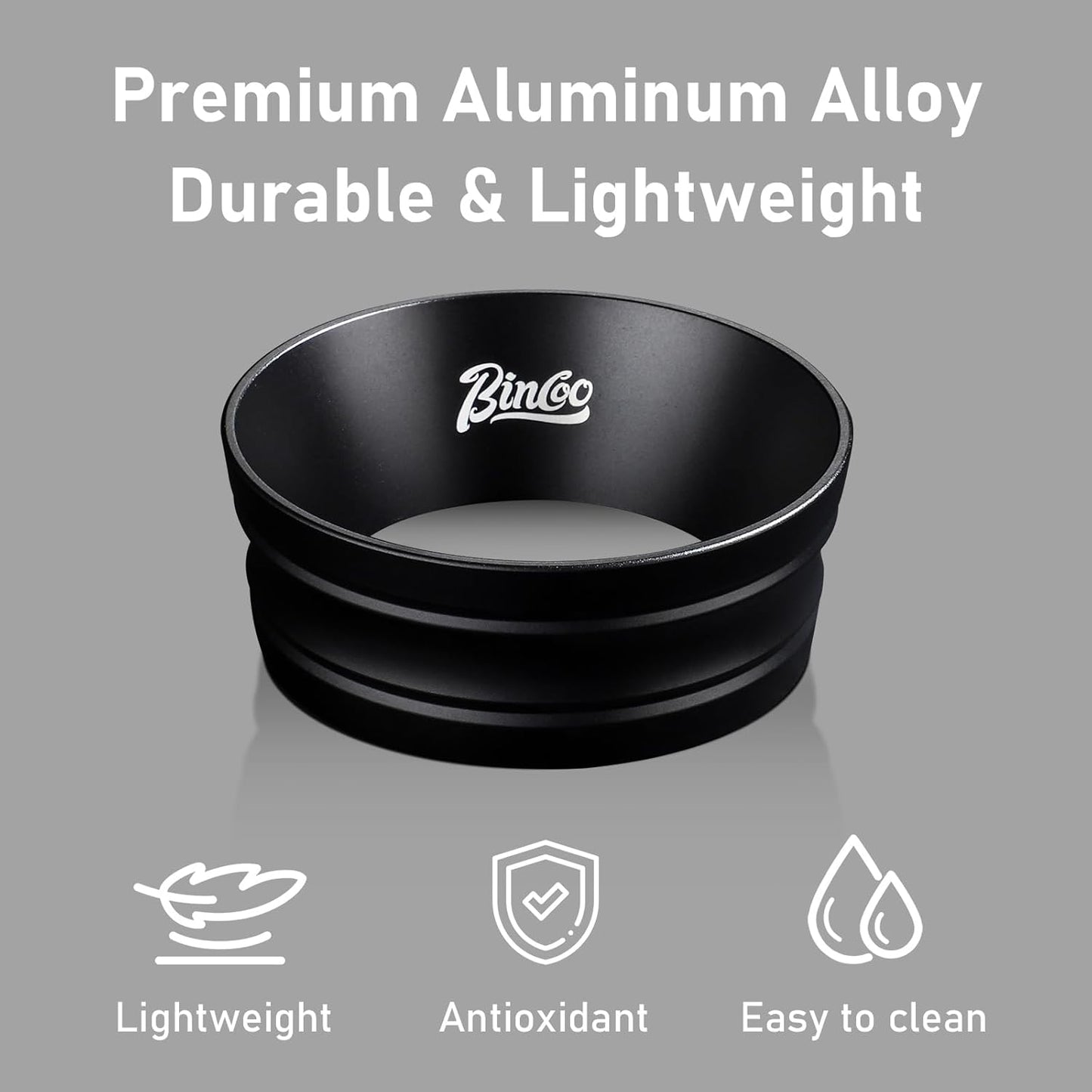 Bincoo Espresso Dosing Funnel 58mm,More Tall Magnetic Aluminum Alloy Portafilter Funnel Ring for Zero Mess Portafilter, Anti-Splash Wide Mouth Coffee Grounds Dosing Tool for Espresso Machine(Black)